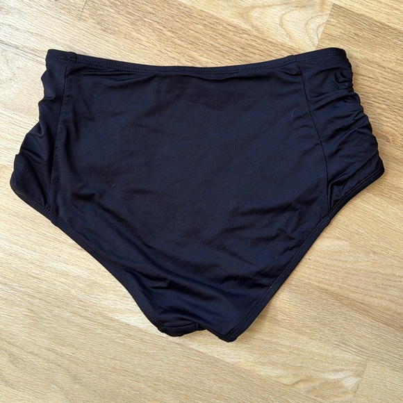 NEW with tags two piece full coverage black bikini high waist padded ruched side - Picture 7 of 7